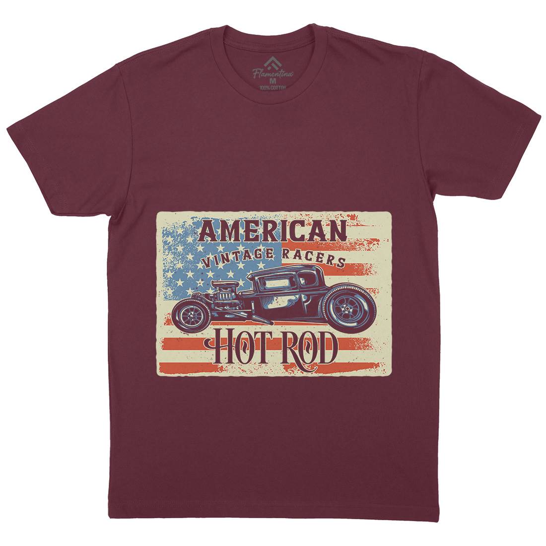 Hotrod Mens Organic Crew Neck T-Shirt Cars B136