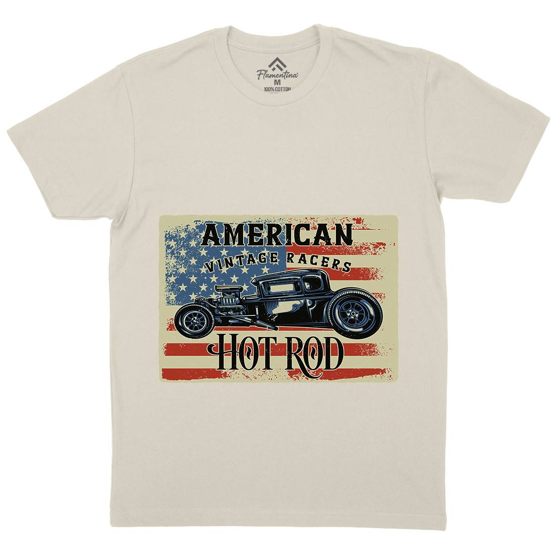Hotrod Mens Organic Crew Neck T-Shirt Cars B136