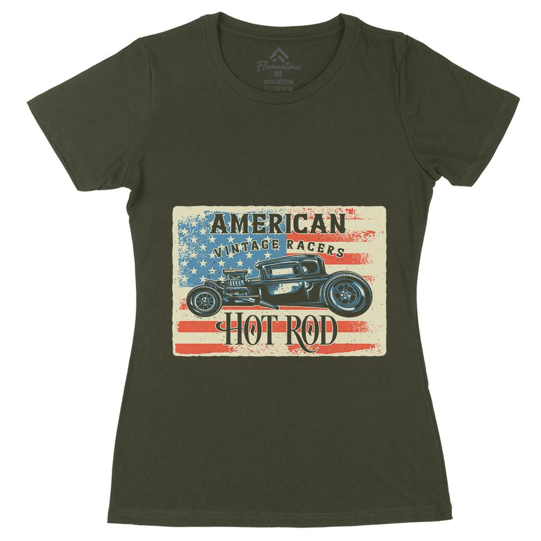 Hotrod Womens Organic Crew Neck T-Shirt Cars B136