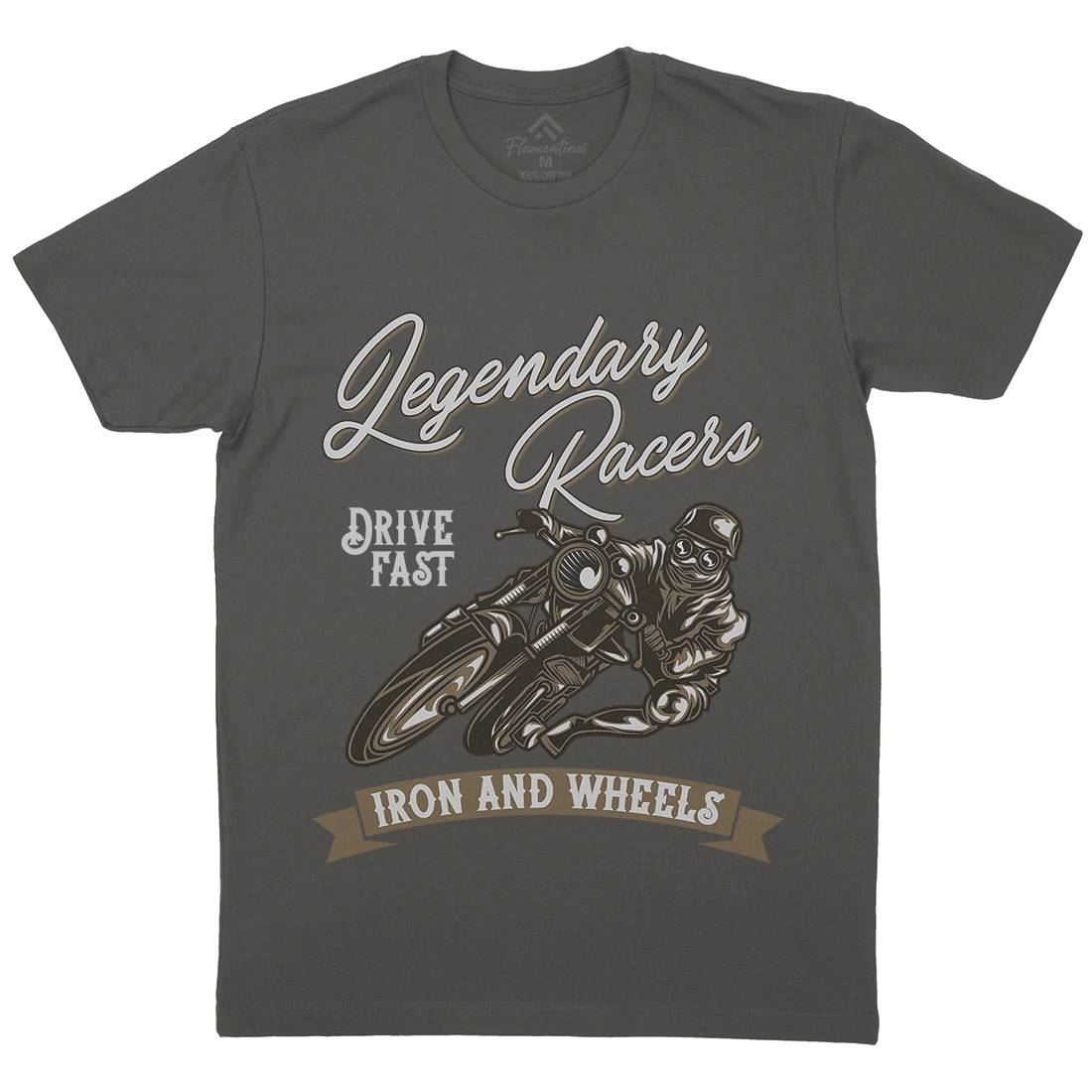 Iron Wheels Mens Organic Crew Neck T-Shirt Motorcycles B137