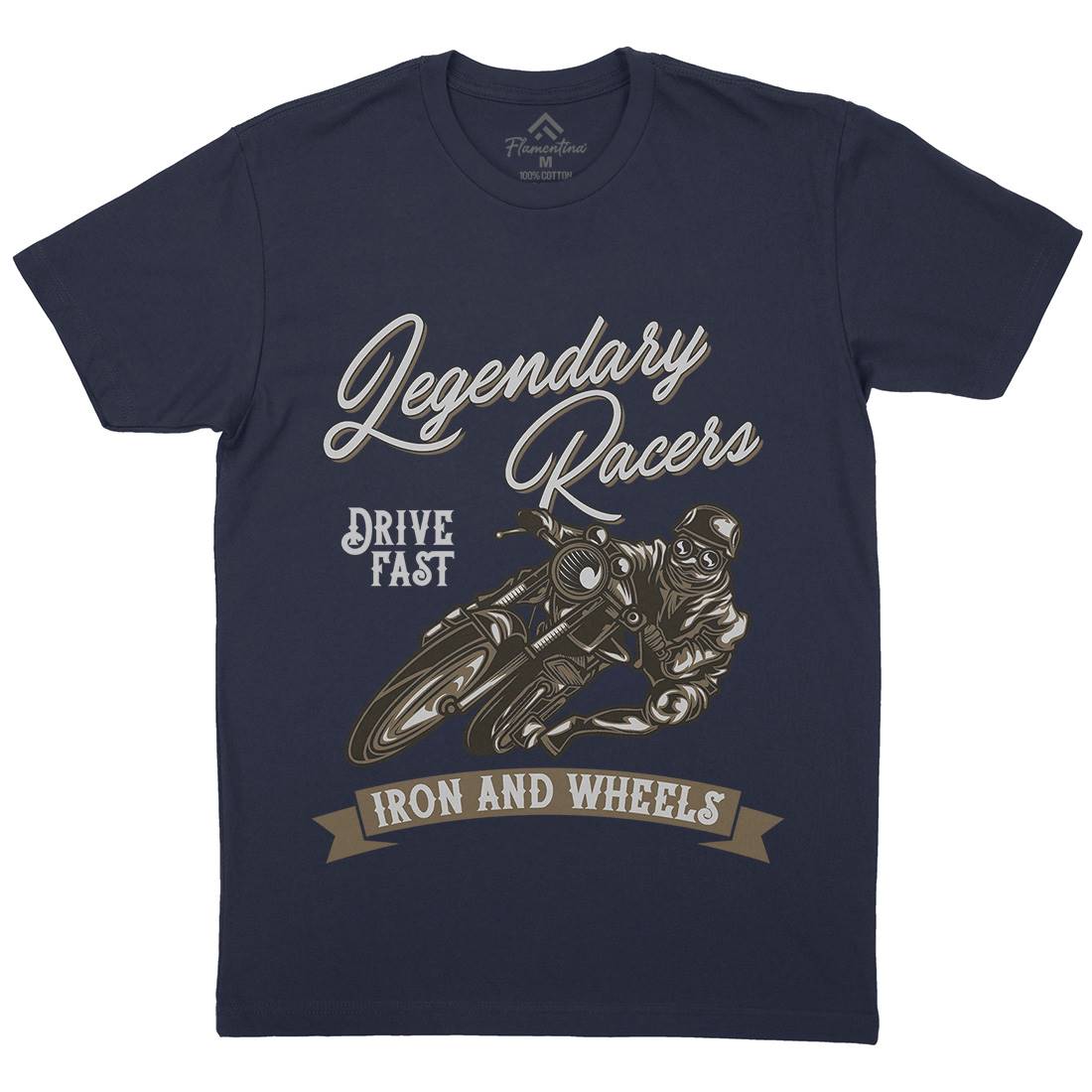 Iron Wheels Mens Organic Crew Neck T-Shirt Motorcycles B137
