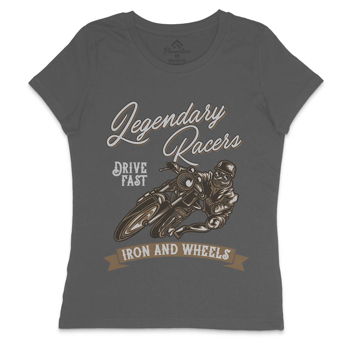 Iron Wheels Womens Crew Neck T-Shirt Motorcycles B137
