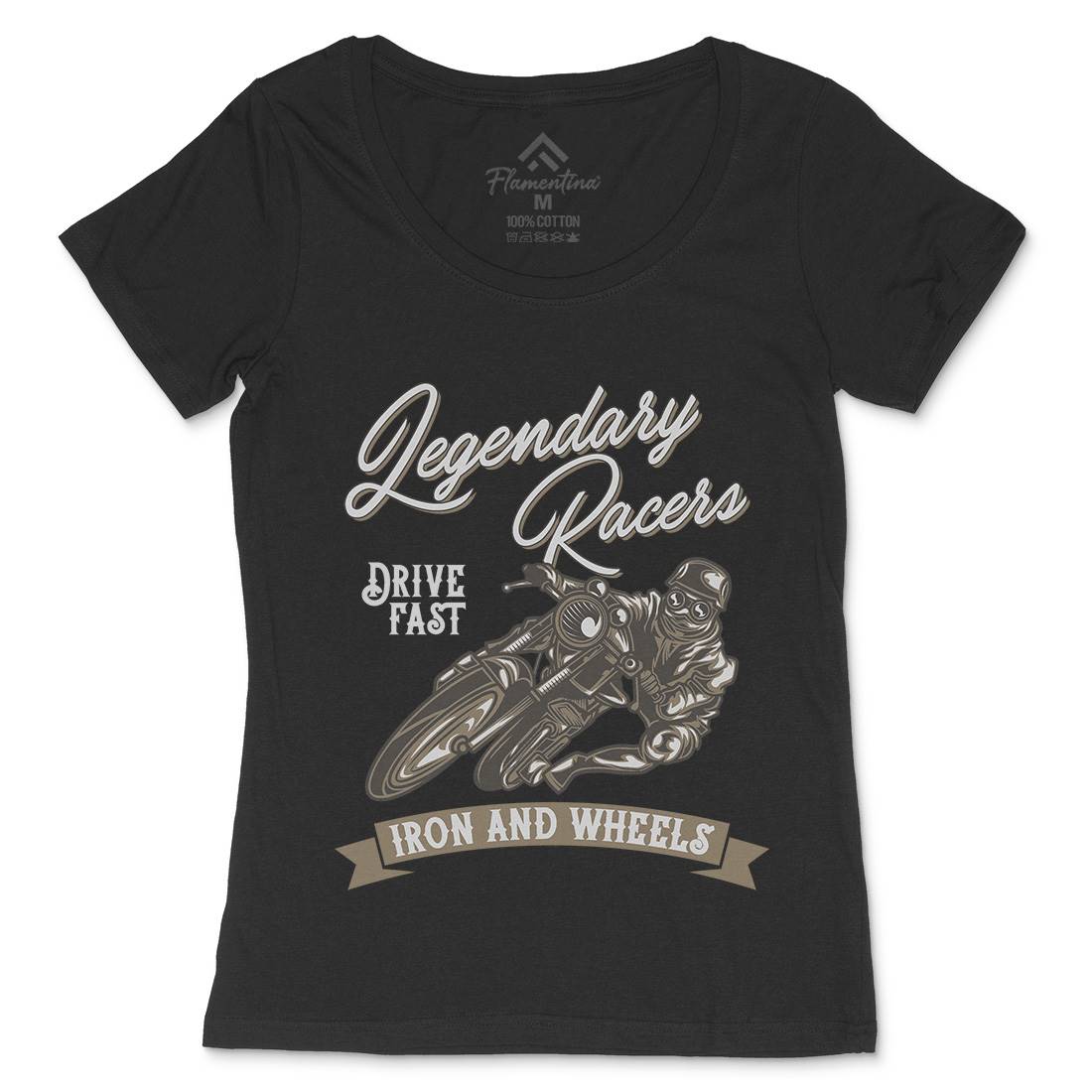 Iron Wheels Womens Scoop Neck T-Shirt Motorcycles B137