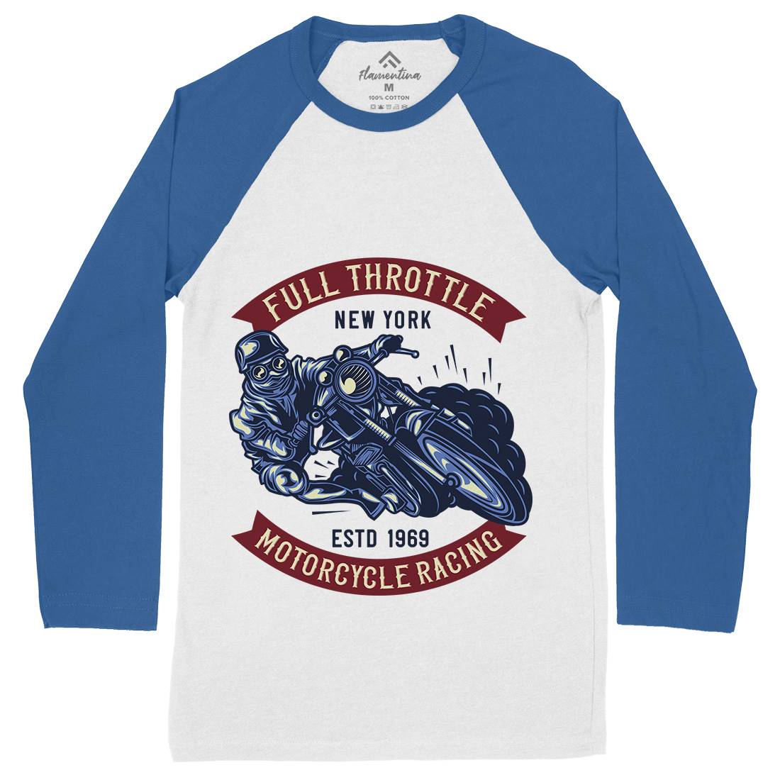Full Throttle Mens Long Sleeve Baseball T-Shirt Motorcycles B138