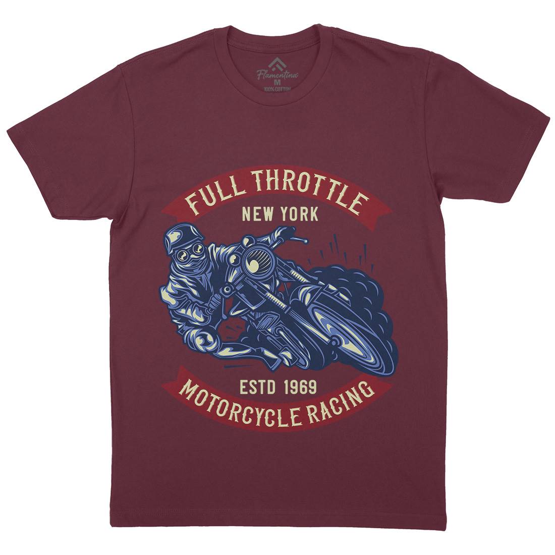 Full Throttle Mens Organic Crew Neck T-Shirt Motorcycles B138