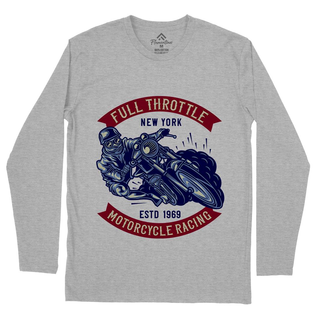 Full Throttle Mens Long Sleeve T-Shirt Motorcycles B138