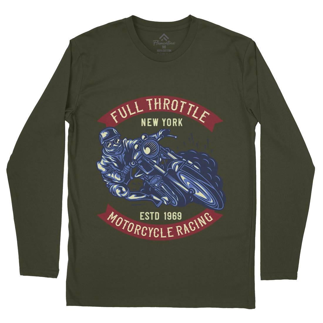 Full Throttle Mens Long Sleeve T-Shirt Motorcycles B138