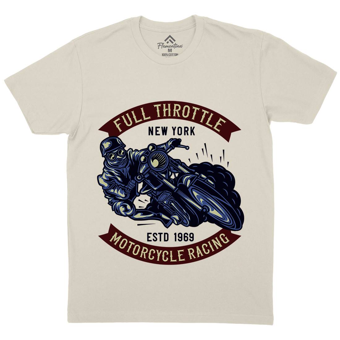 Full Throttle Mens Organic Crew Neck T-Shirt Motorcycles B138