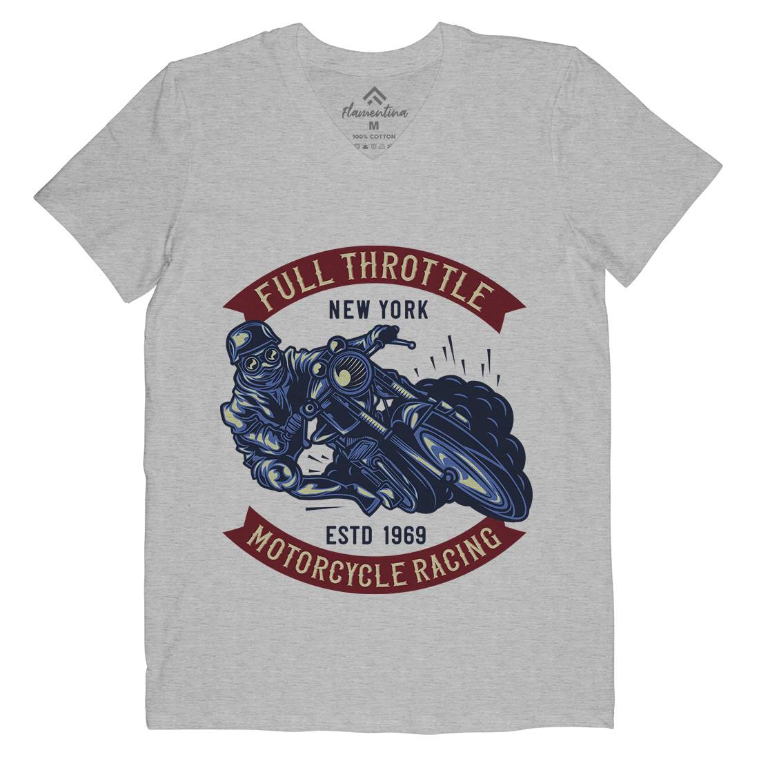Full Throttle Mens V-Neck T-Shirt Motorcycles B138