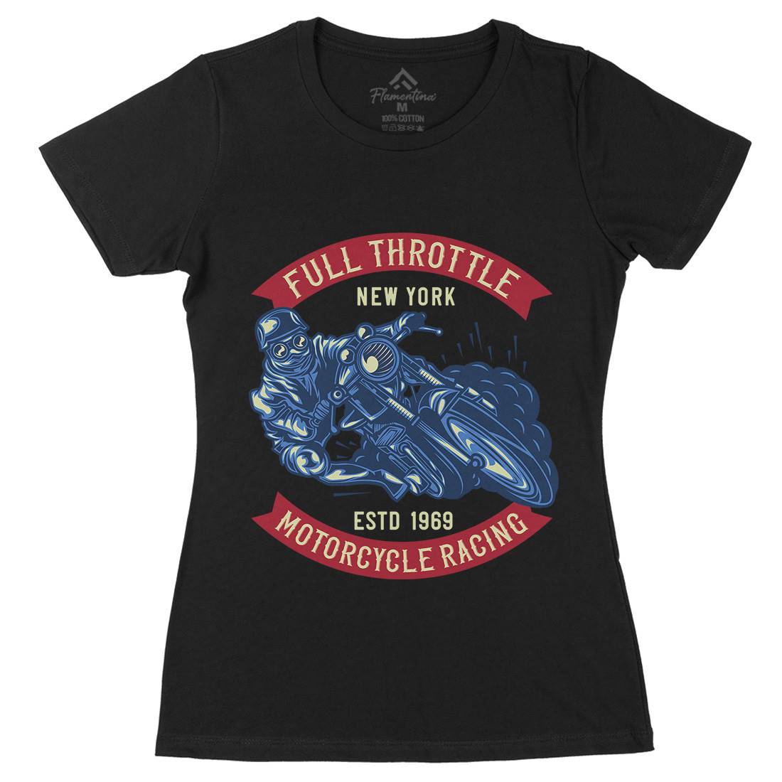 Full Throttle Womens Organic Crew Neck T-Shirt Motorcycles B138