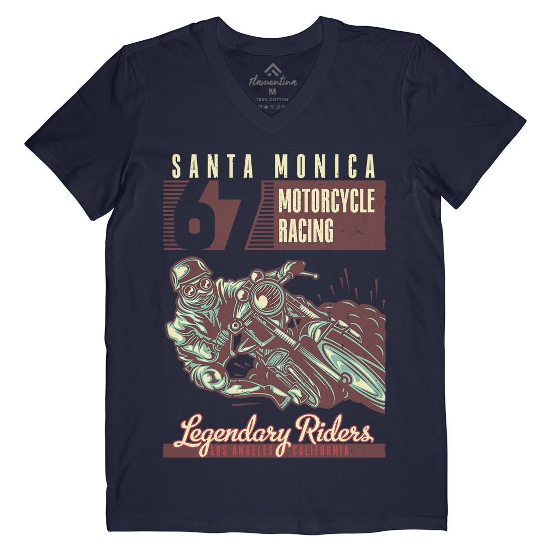 Motor Mens Organic V-Neck T-Shirt Motorcycles B139
