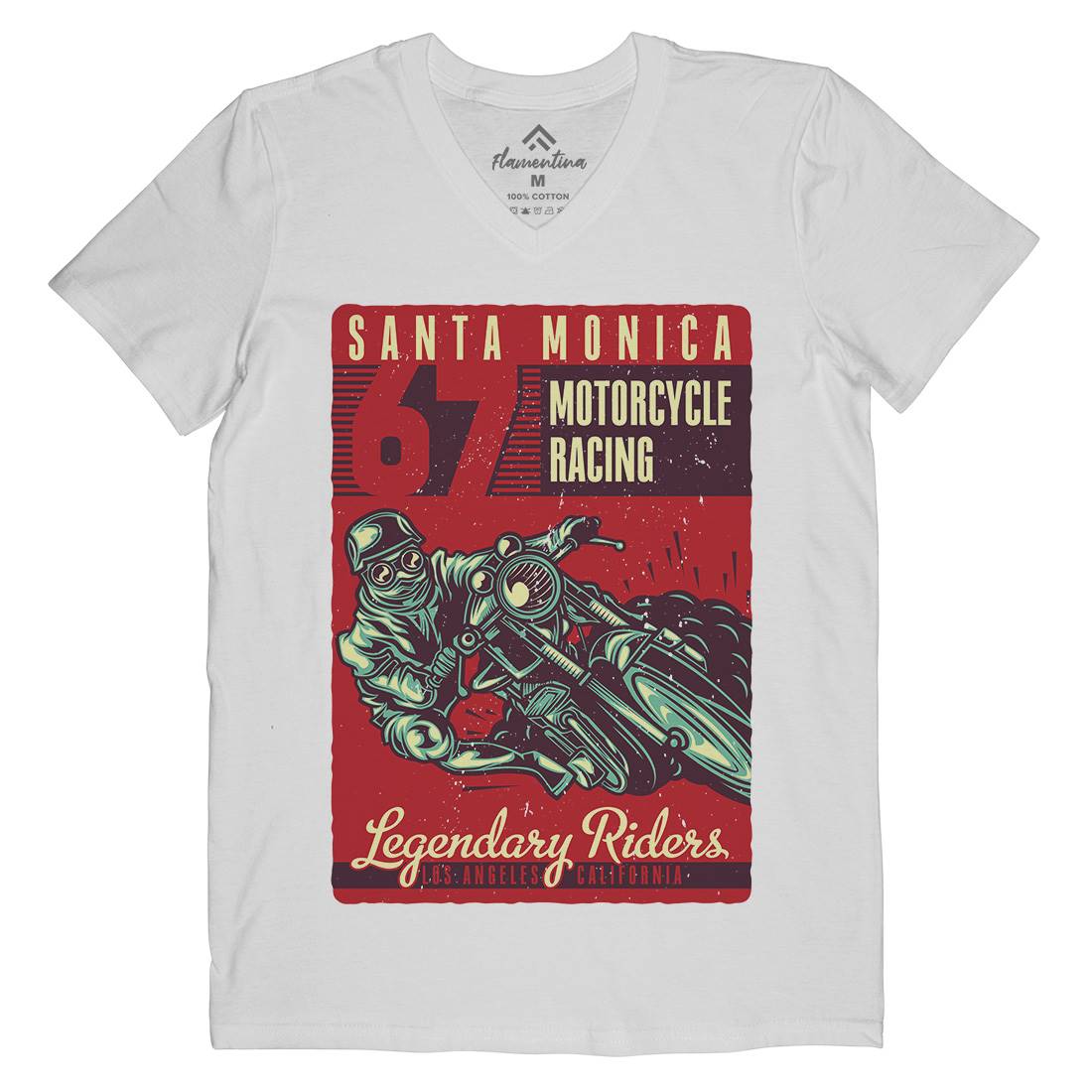 Motor Mens Organic V-Neck T-Shirt Motorcycles B139