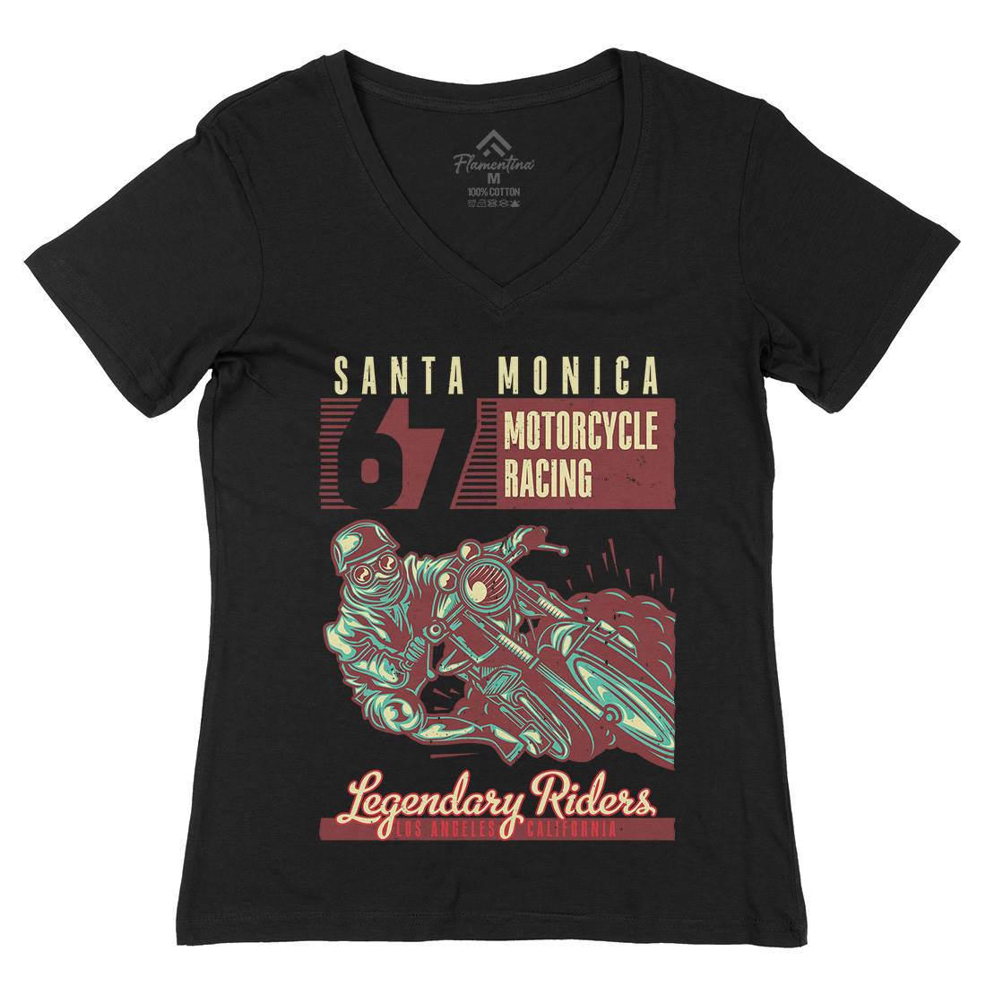 Motor Womens Organic V-Neck T-Shirt Motorcycles B139