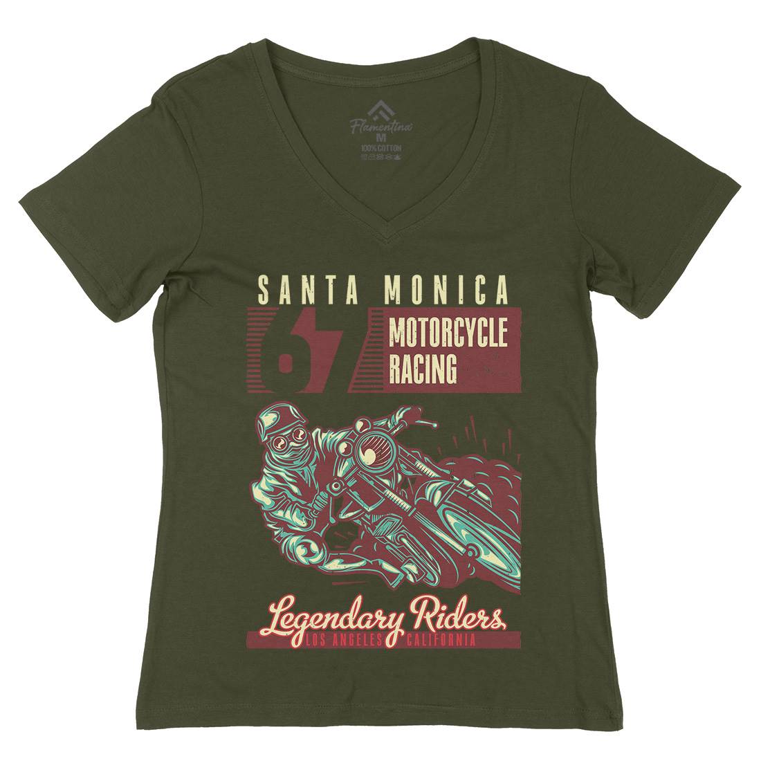 Motor Womens Organic V-Neck T-Shirt Motorcycles B139