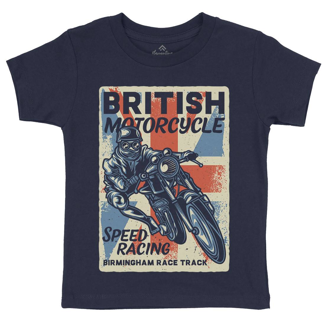 British Kids Organic Crew Neck T-Shirt Motorcycles B140
