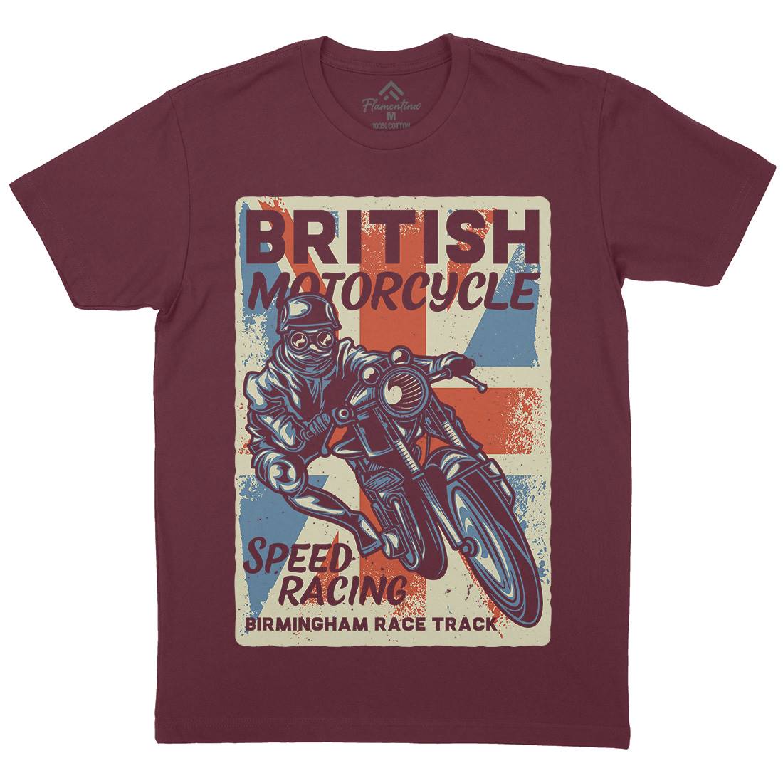 British Mens Organic Crew Neck T-Shirt Motorcycles B140