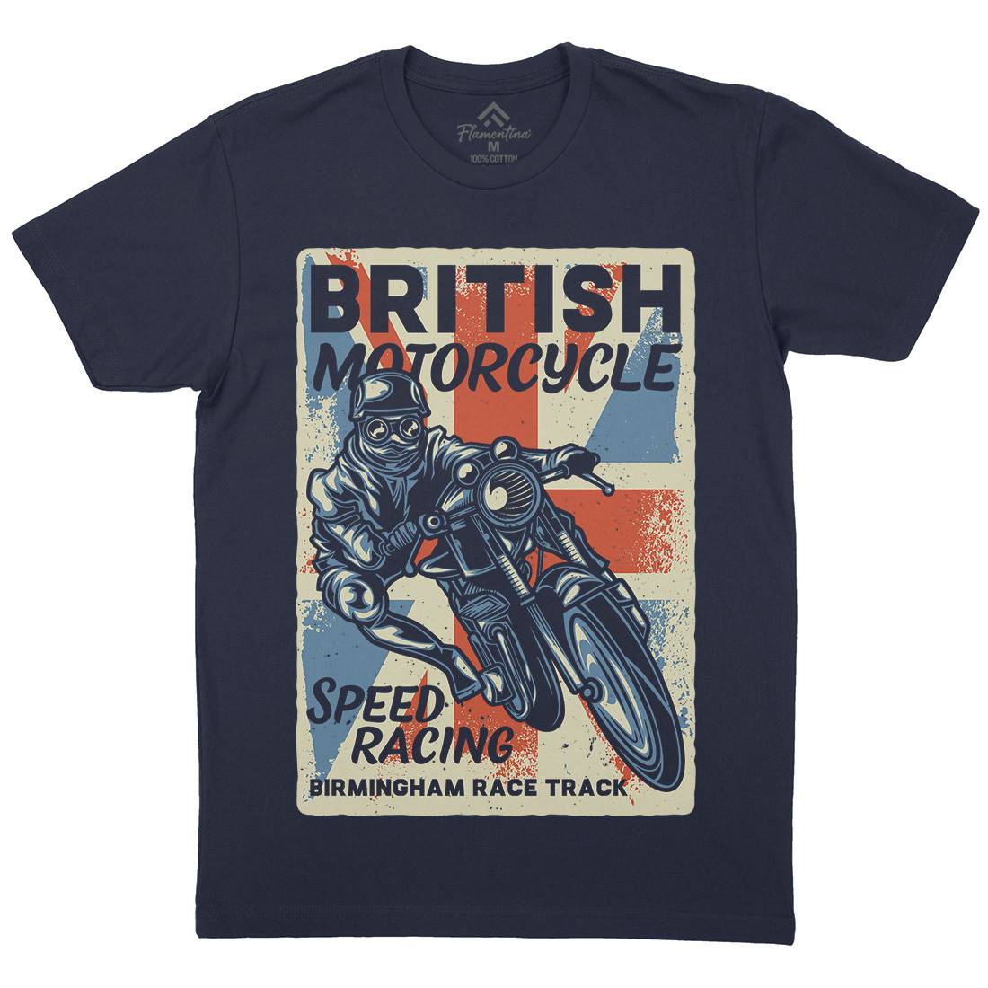 British Mens Crew Neck T-Shirt Motorcycles B140