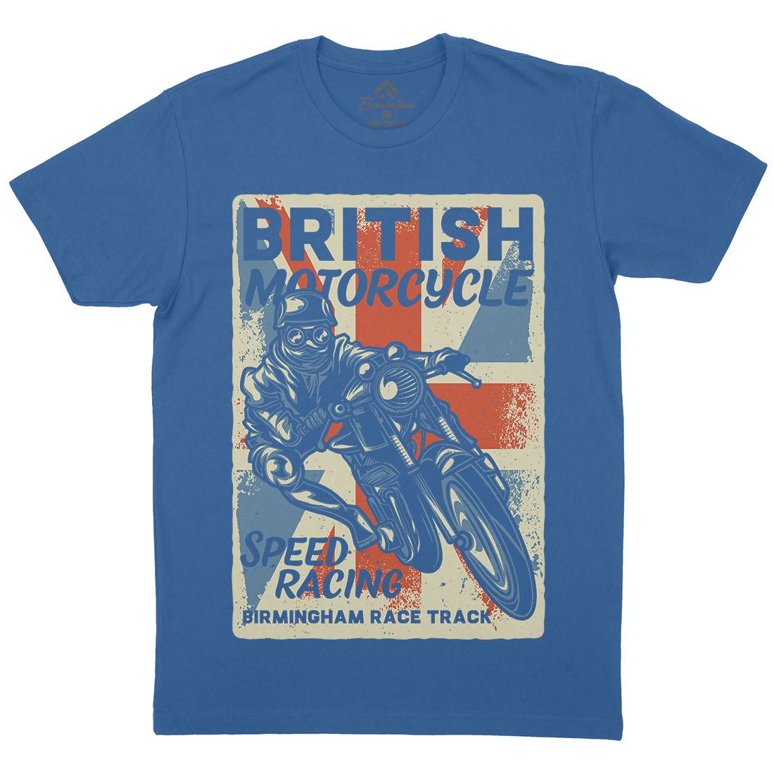 British Mens Organic Crew Neck T-Shirt Motorcycles B140