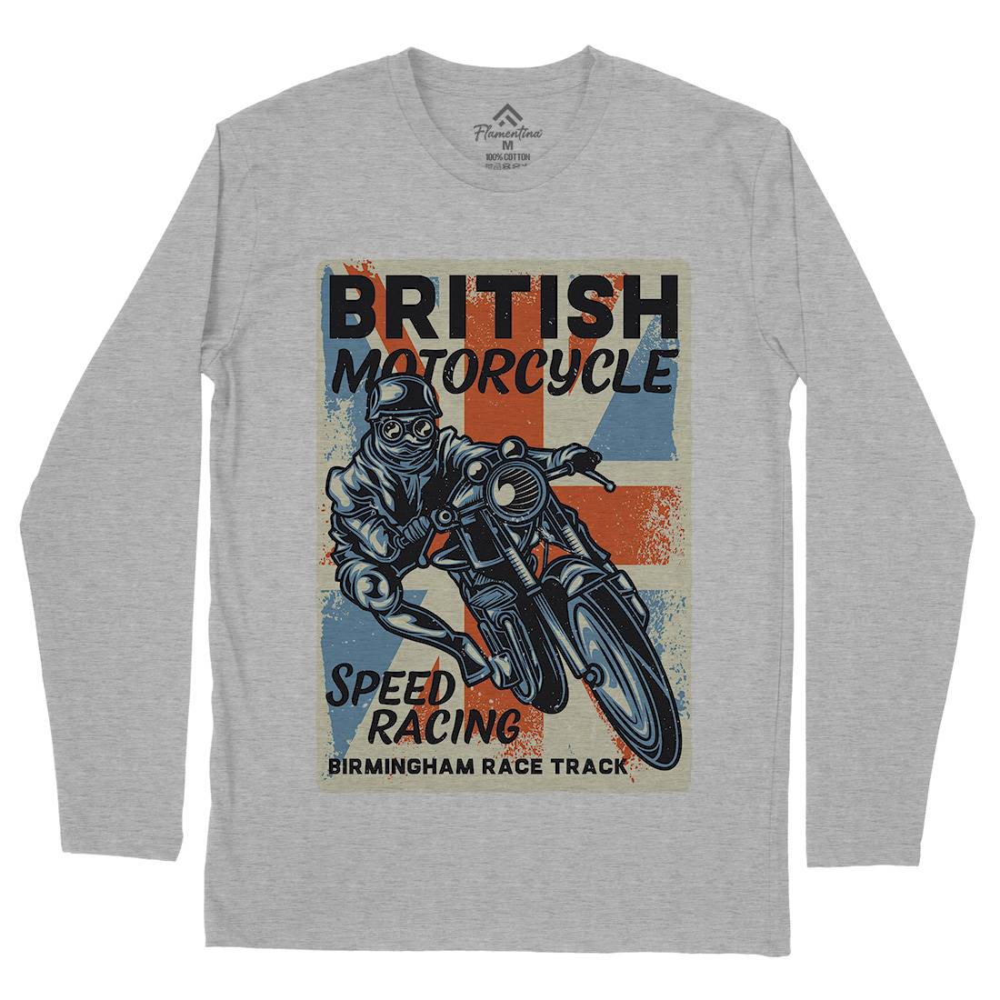 British Mens Long Sleeve T-Shirt Motorcycles B140