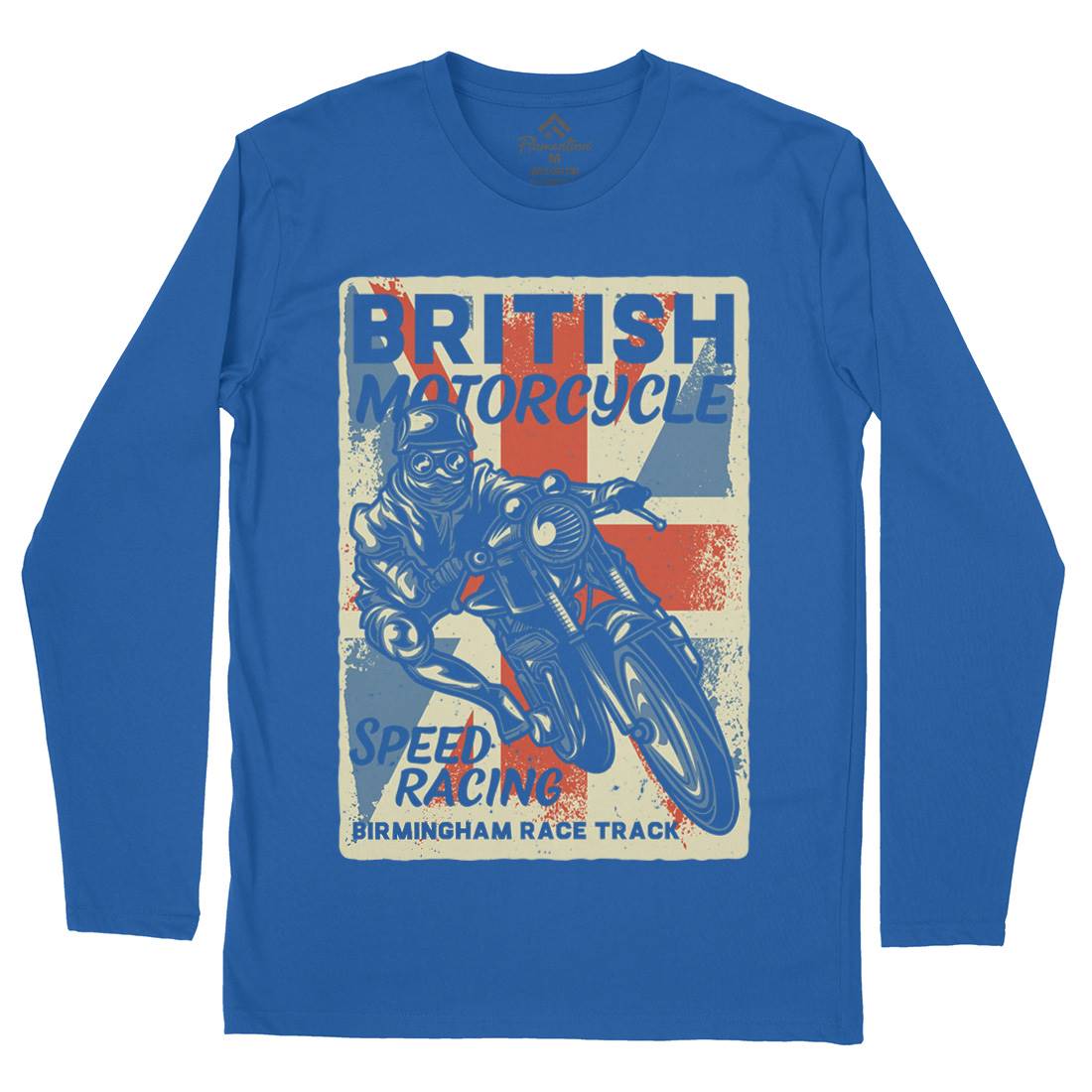 British Mens Long Sleeve T-Shirt Motorcycles B140