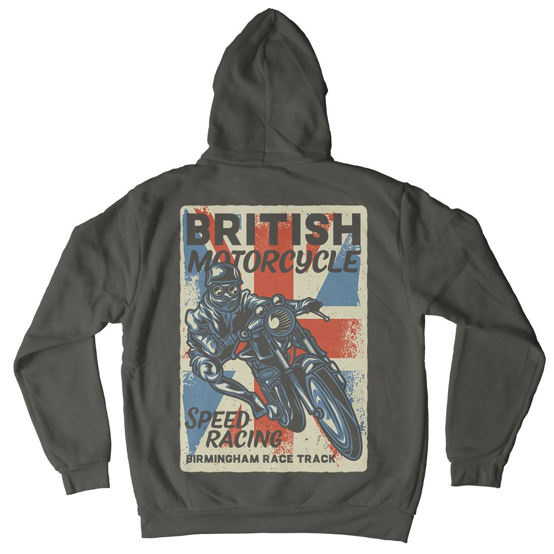 British Mens Hoodie With Pocket Motorcycles B140