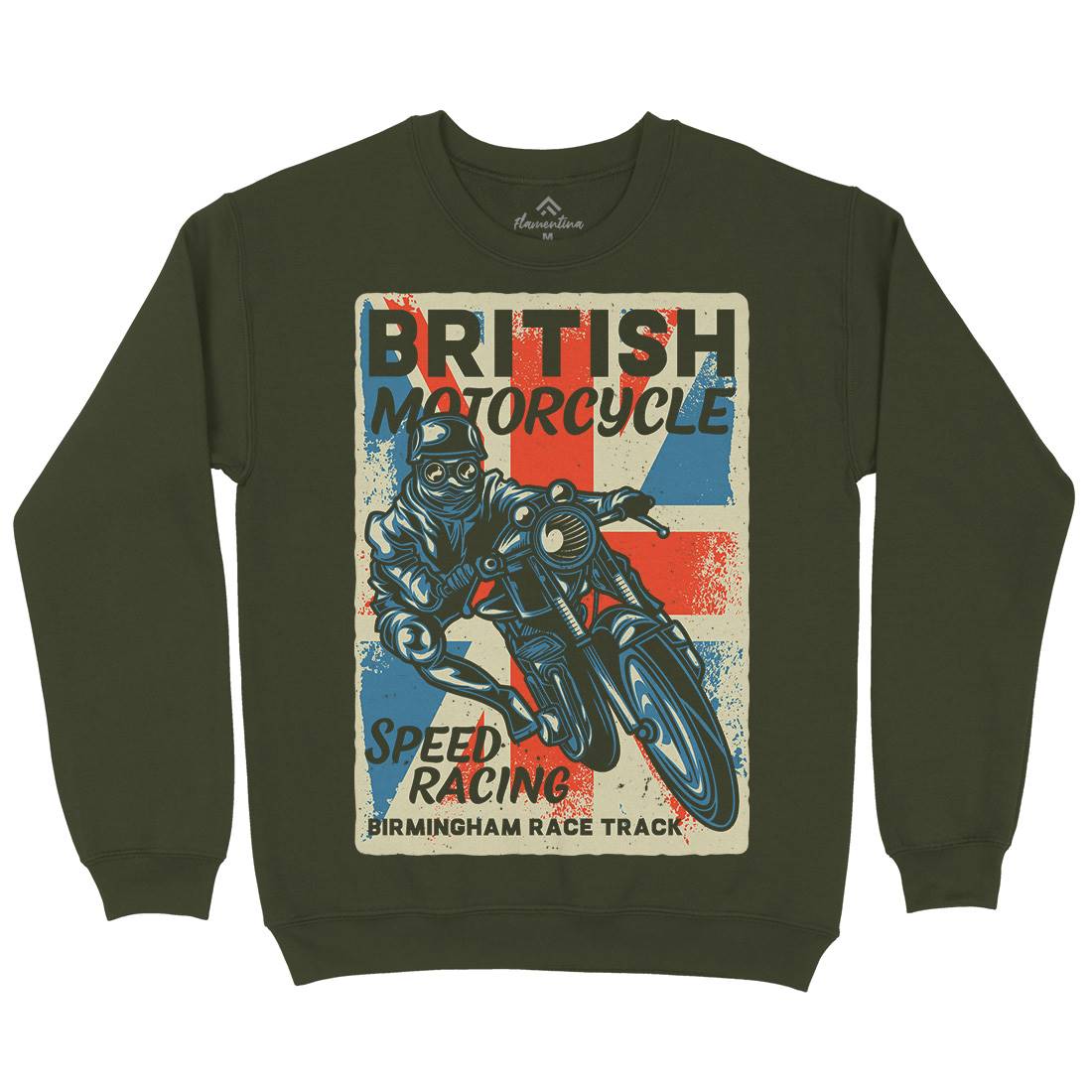 British Mens Crew Neck Sweatshirt Motorcycles B140