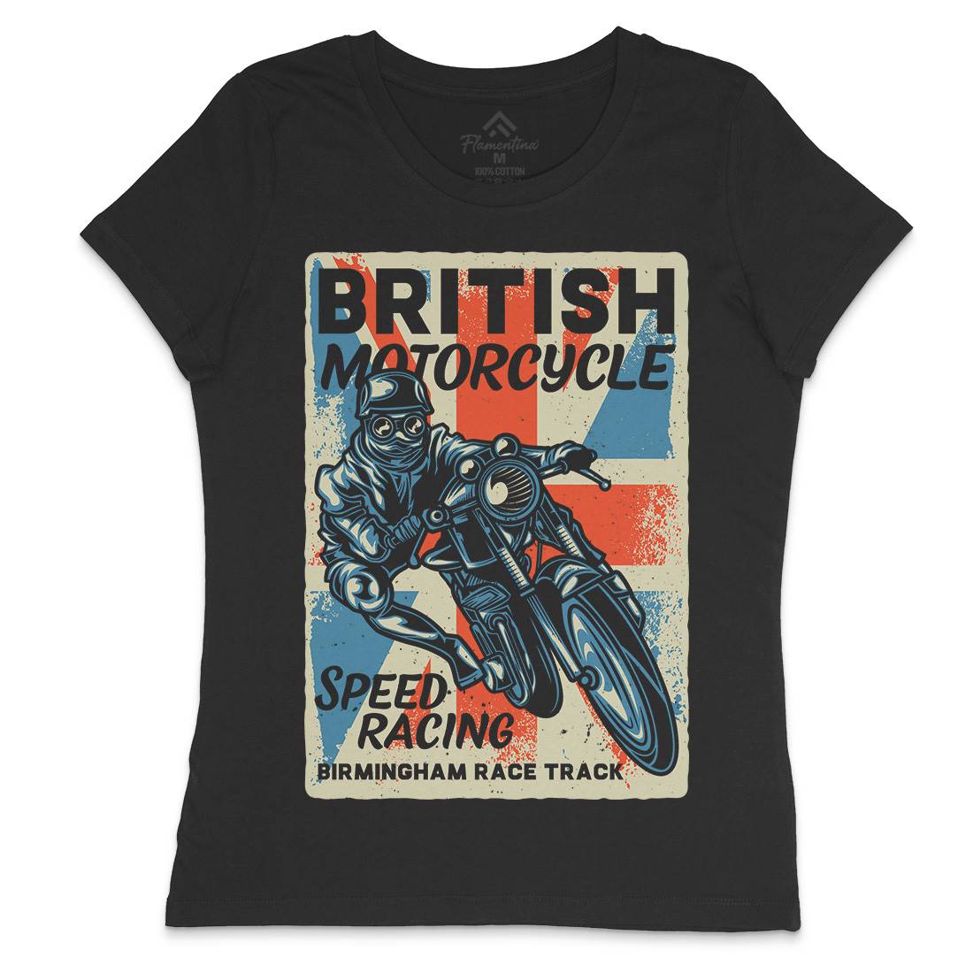 British Womens Crew Neck T-Shirt Motorcycles B140