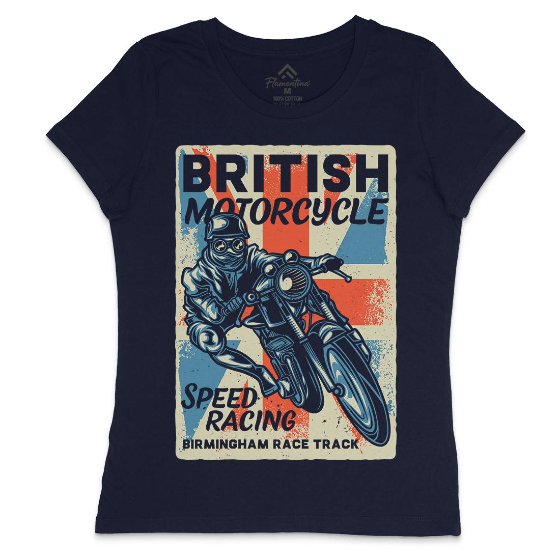 British Womens Crew Neck T-Shirt Motorcycles B140