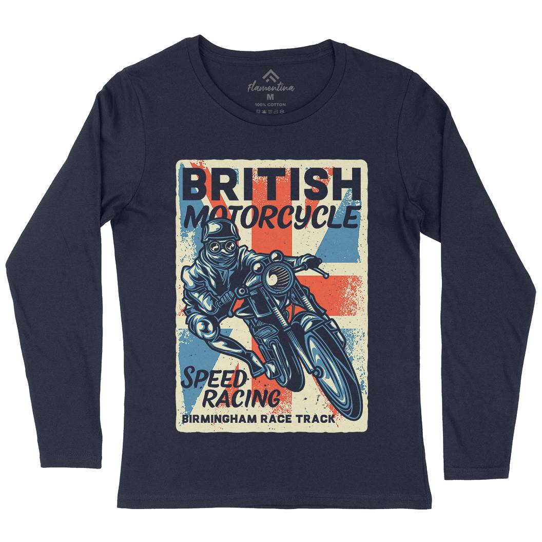 British Womens Long Sleeve T-Shirt Motorcycles B140