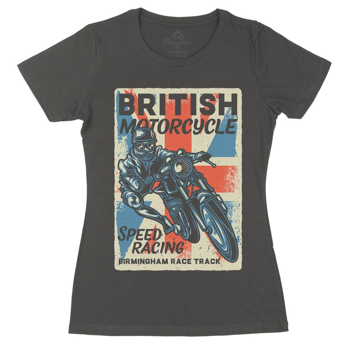 British Womens Organic Crew Neck T-Shirt Motorcycles B140