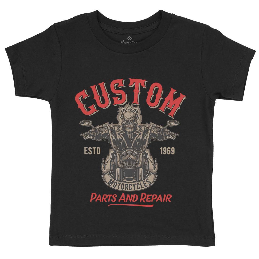 Custom Engine Kids Crew Neck T-Shirt Motorcycles B141