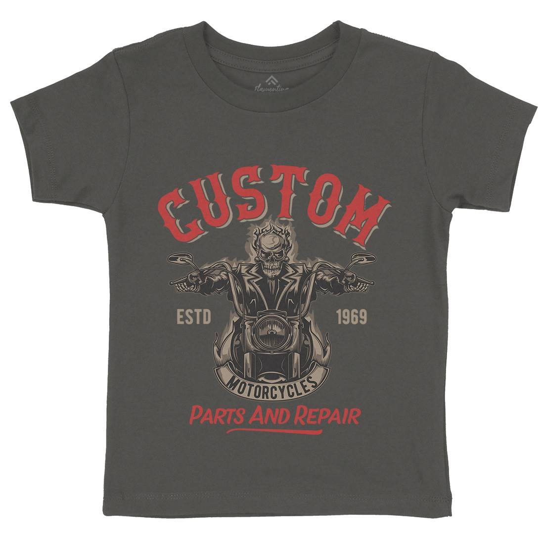 Custom Engine Kids Organic Crew Neck T-Shirt Motorcycles B141