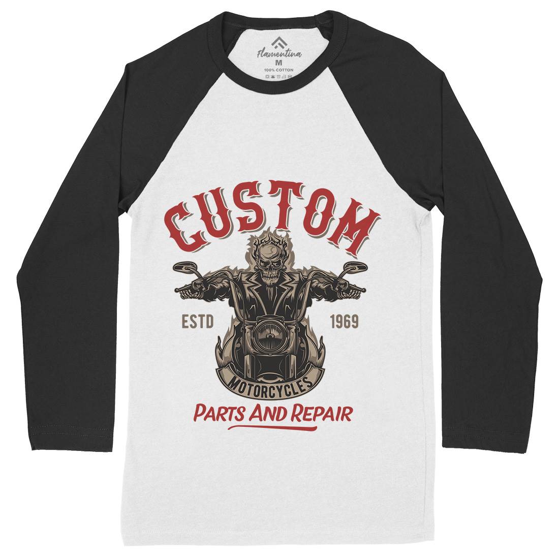 Custom Engine Mens Long Sleeve Baseball T-Shirt Motorcycles B141