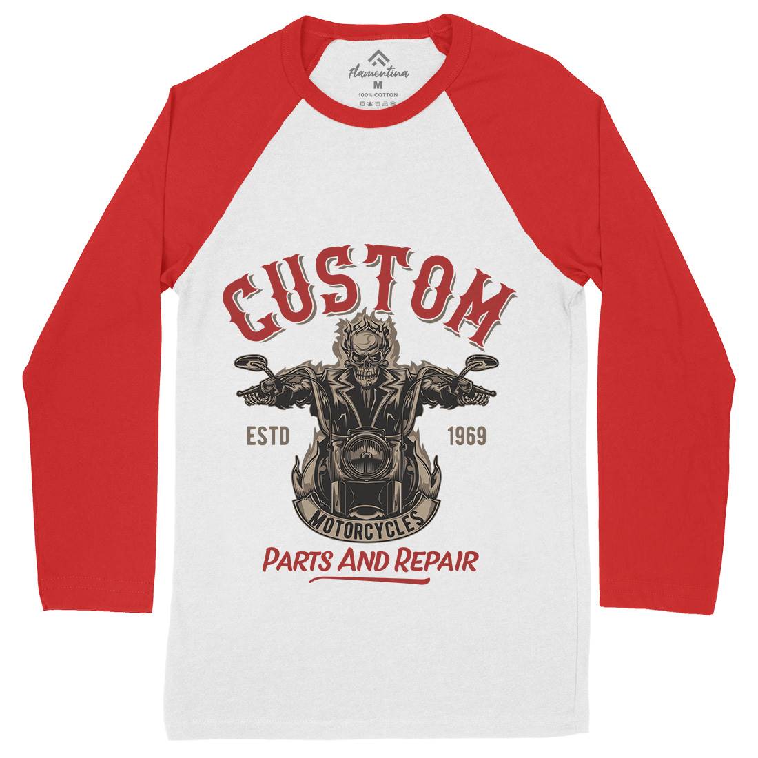 Custom Engine Mens Long Sleeve Baseball T-Shirt Motorcycles B141