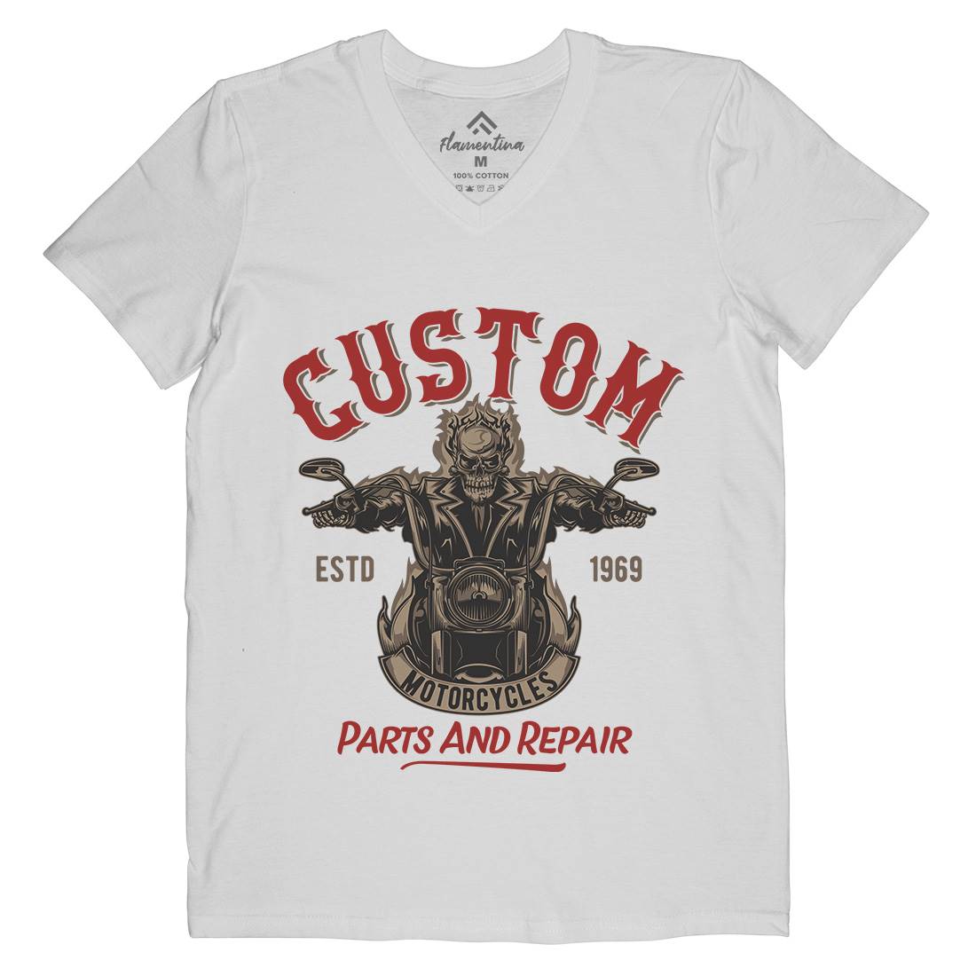 Custom Engine Mens V-Neck T-Shirt Motorcycles B141