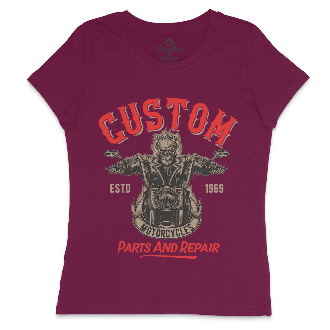 Custom Engine Womens Crew Neck T-Shirt Motorcycles B141