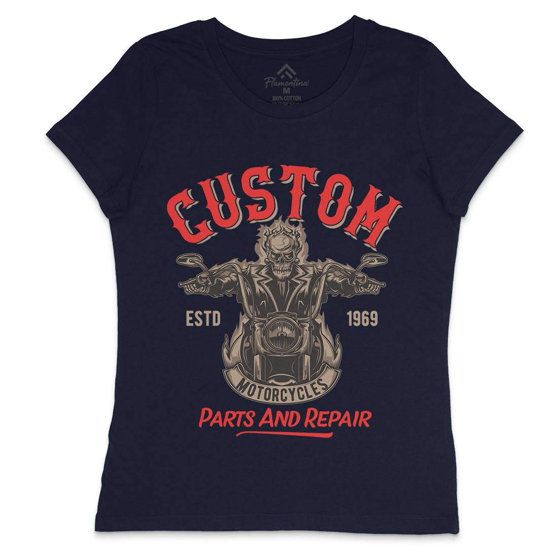 Custom Engine Womens Crew Neck T-Shirt Motorcycles B141