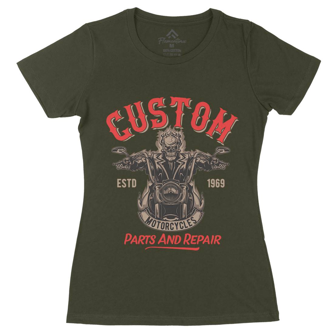 Custom Engine Womens Organic Crew Neck T-Shirt Motorcycles B141