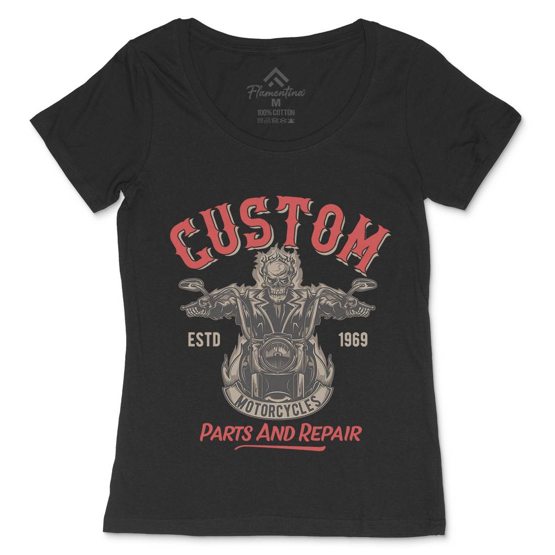 Custom Engine Womens Scoop Neck T-Shirt Motorcycles B141