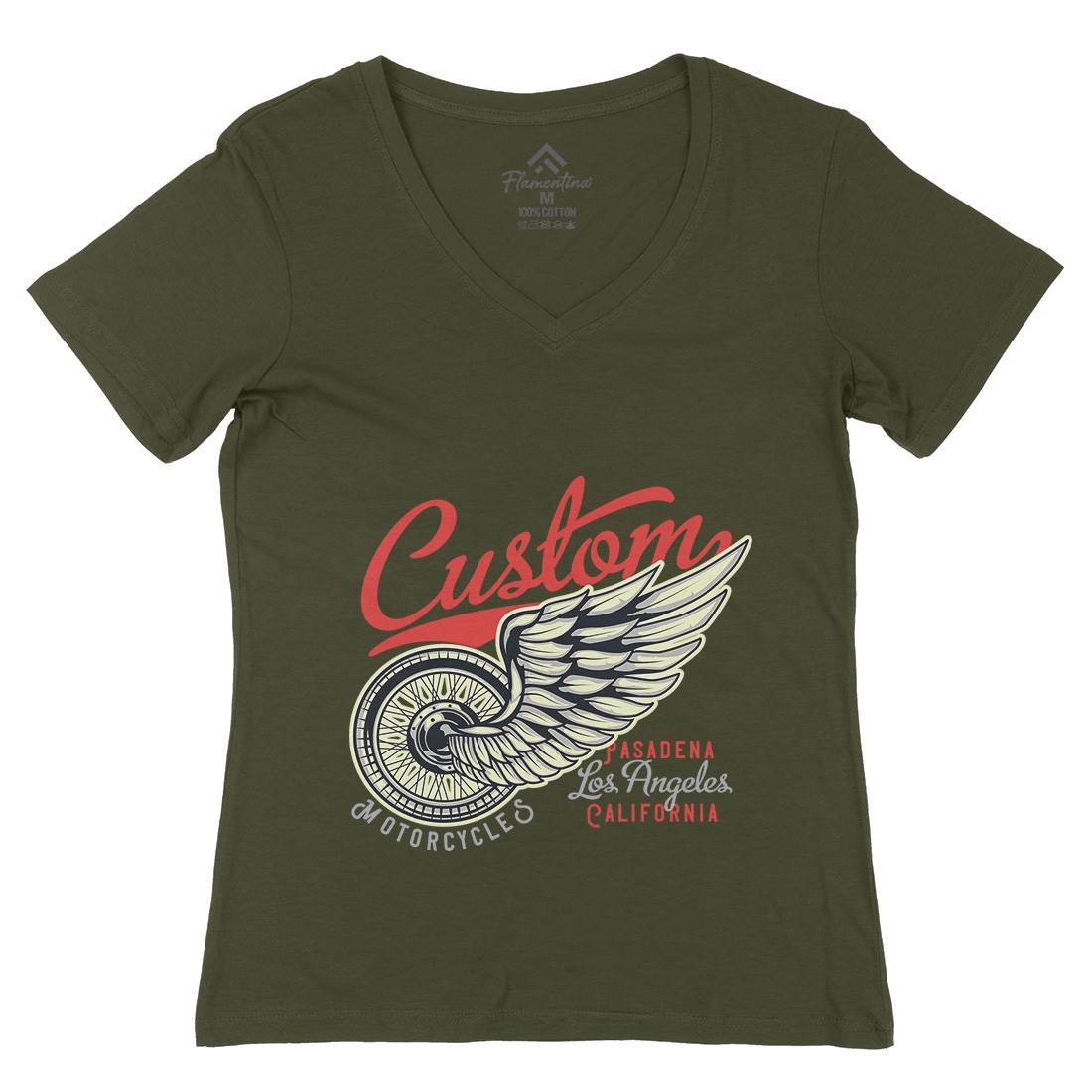 Custom Womens Organic V-Neck T-Shirt Motorcycles B142