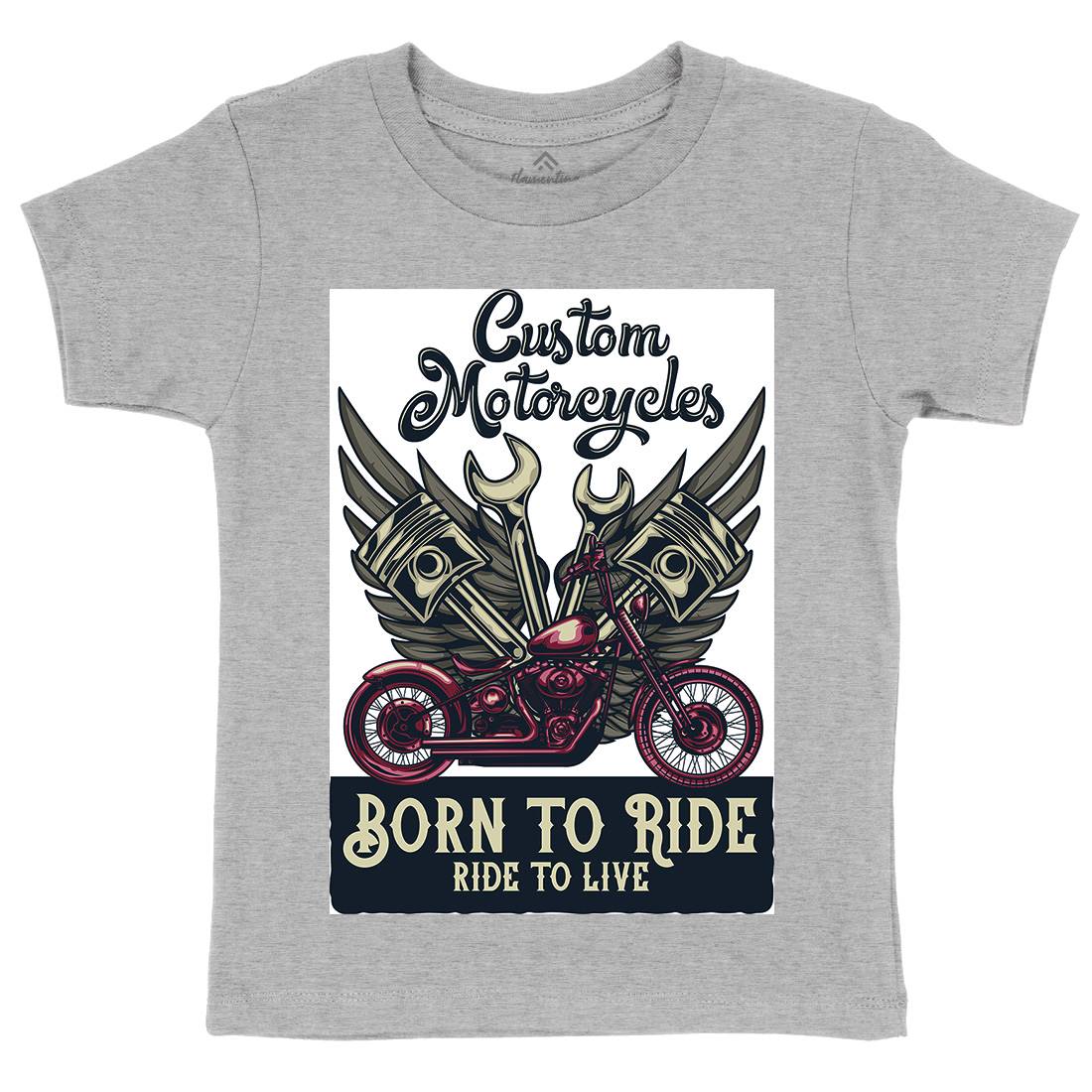 Born To Ride Kids Organic Crew Neck T-Shirt Motorcycles B143