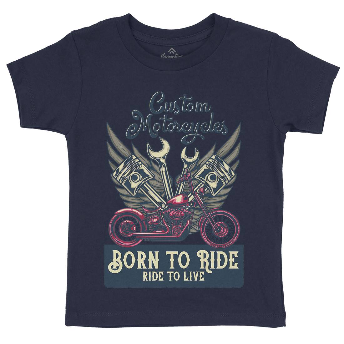 Born To Ride Kids Organic Crew Neck T-Shirt Motorcycles B143