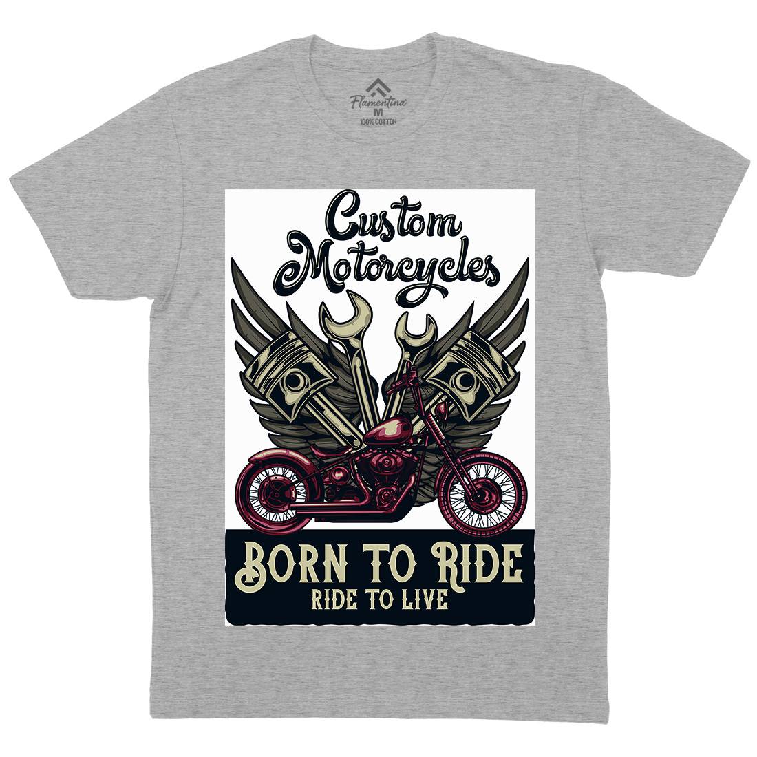 Born To Ride Mens Organic Crew Neck T-Shirt Motorcycles B143