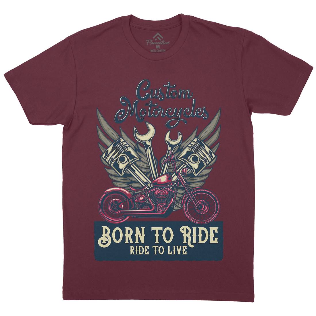 Born To Ride Mens Crew Neck T-Shirt Motorcycles B143