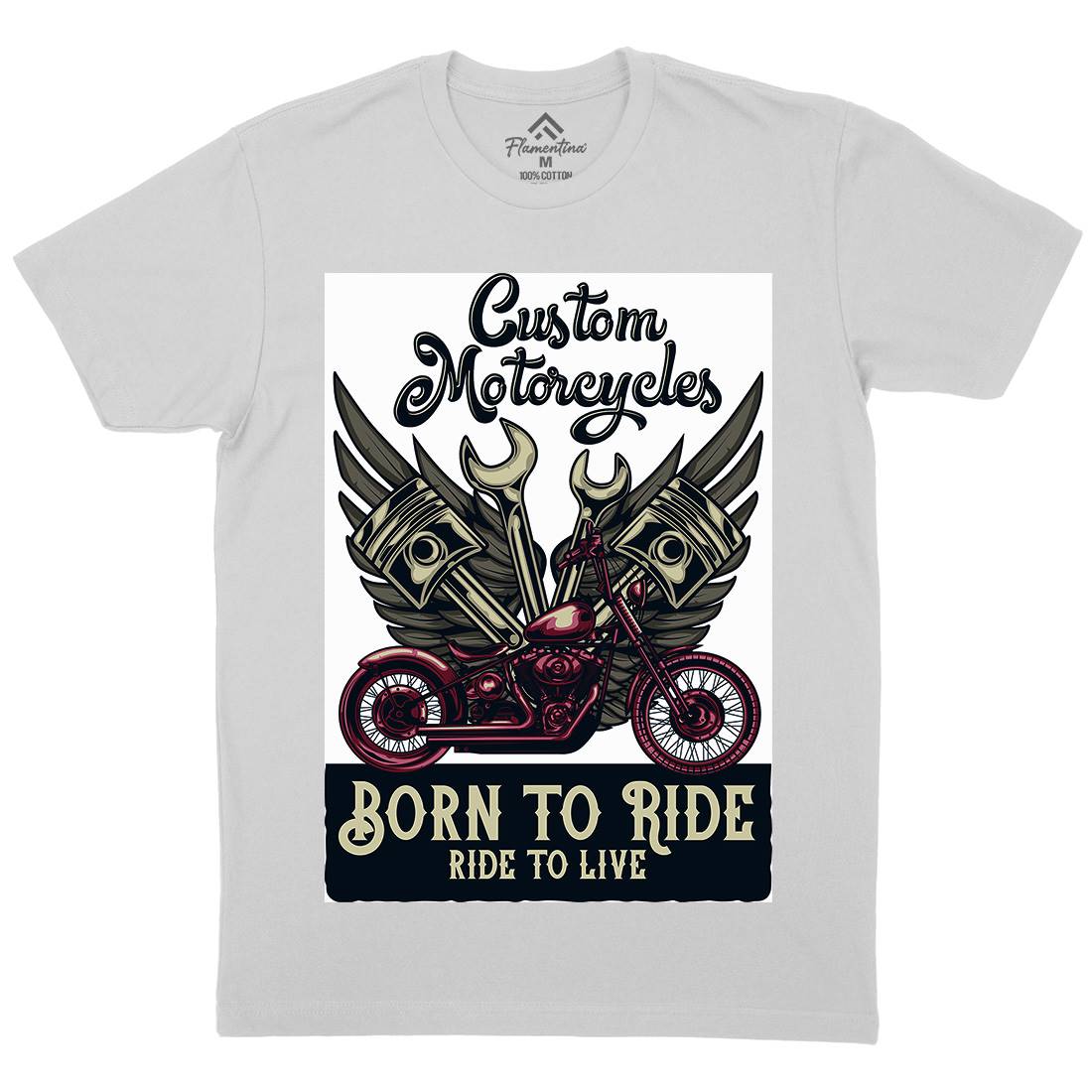 Born To Ride Mens Crew Neck T-Shirt Motorcycles B143