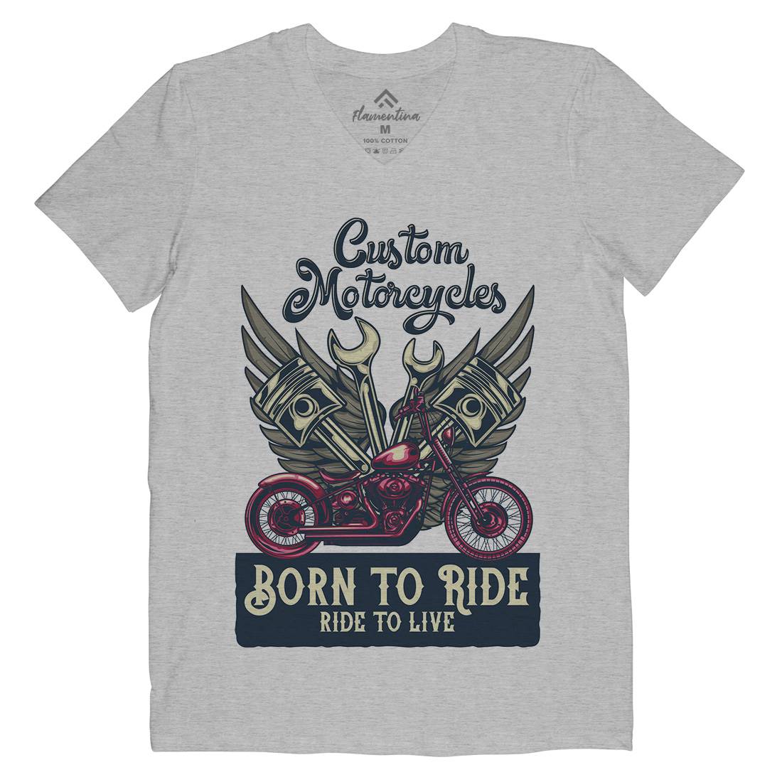 Born To Ride Mens V-Neck T-Shirt Motorcycles B143