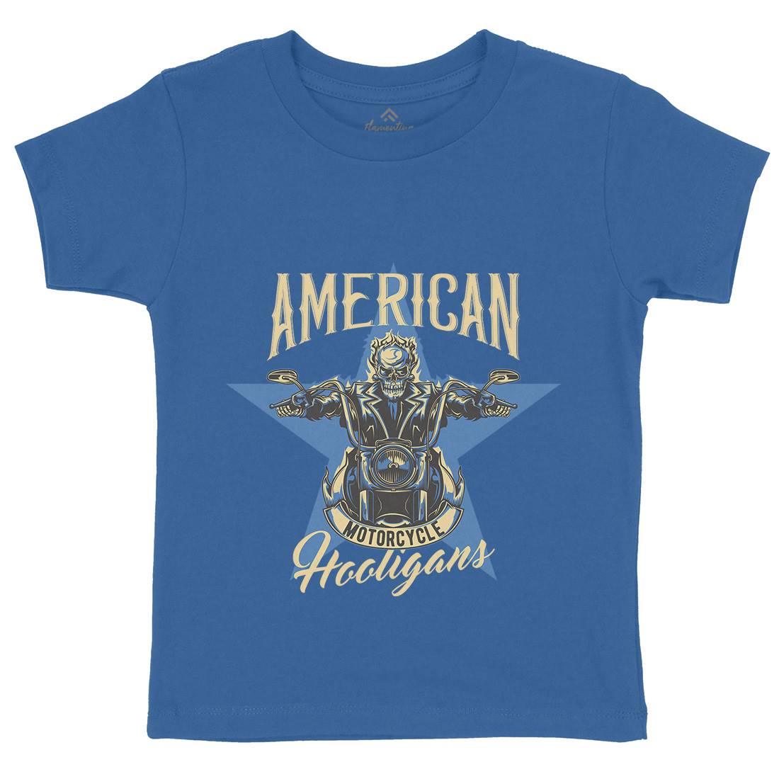 American Kids Organic Crew Neck T-Shirt Motorcycles B144