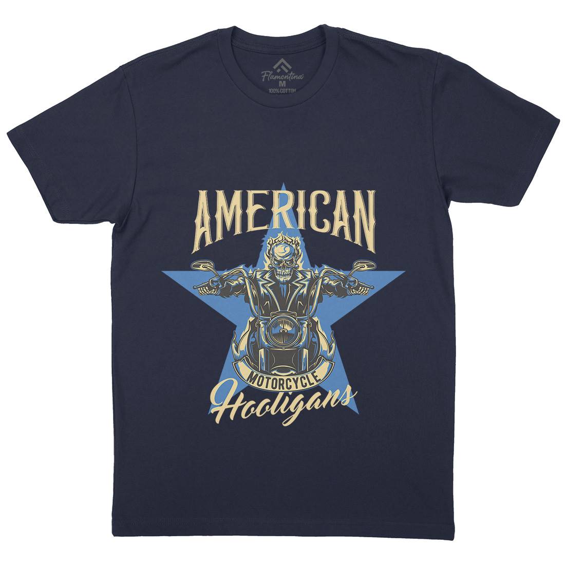 American Mens Crew Neck T-Shirt Motorcycles B144