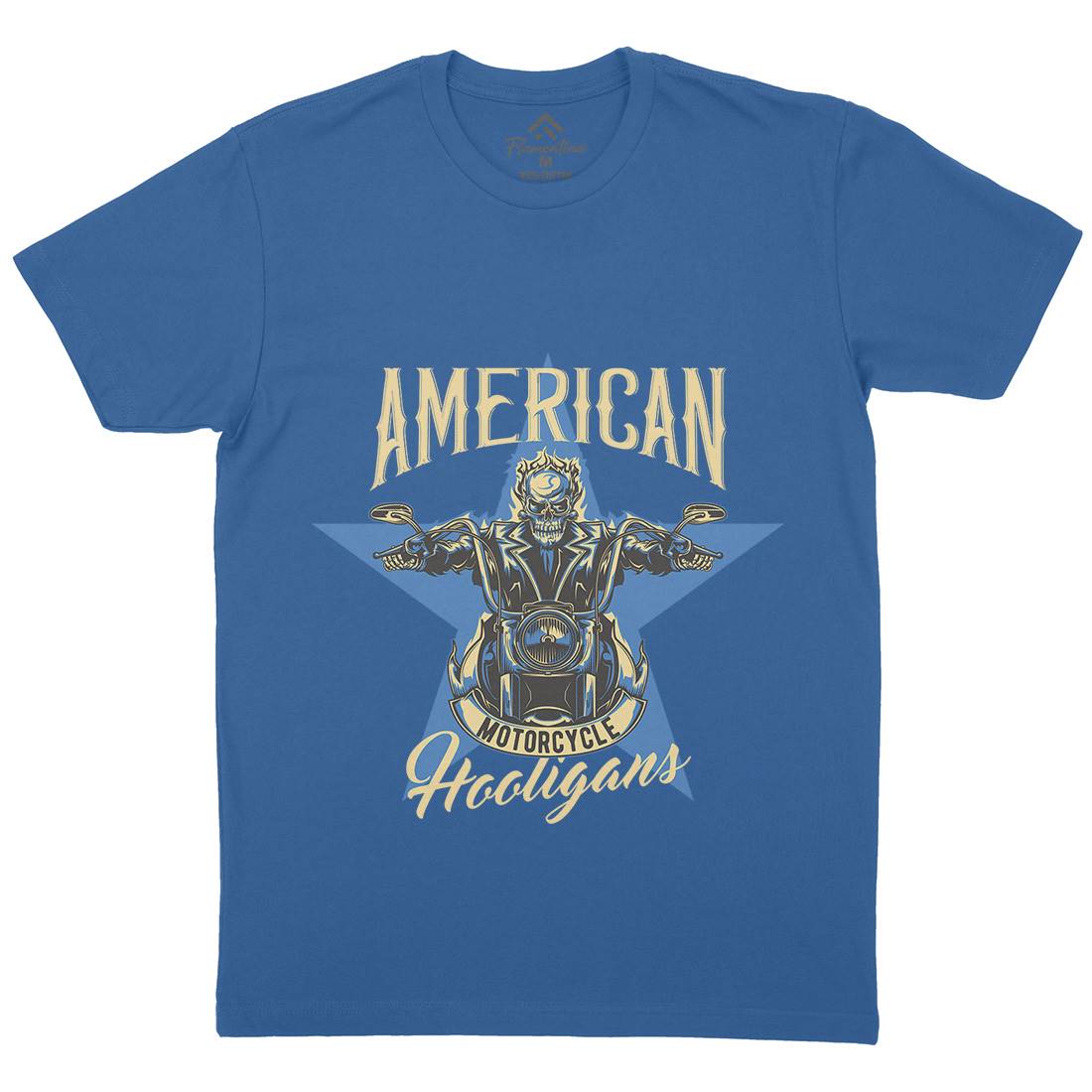 American Mens Crew Neck T-Shirt Motorcycles B144