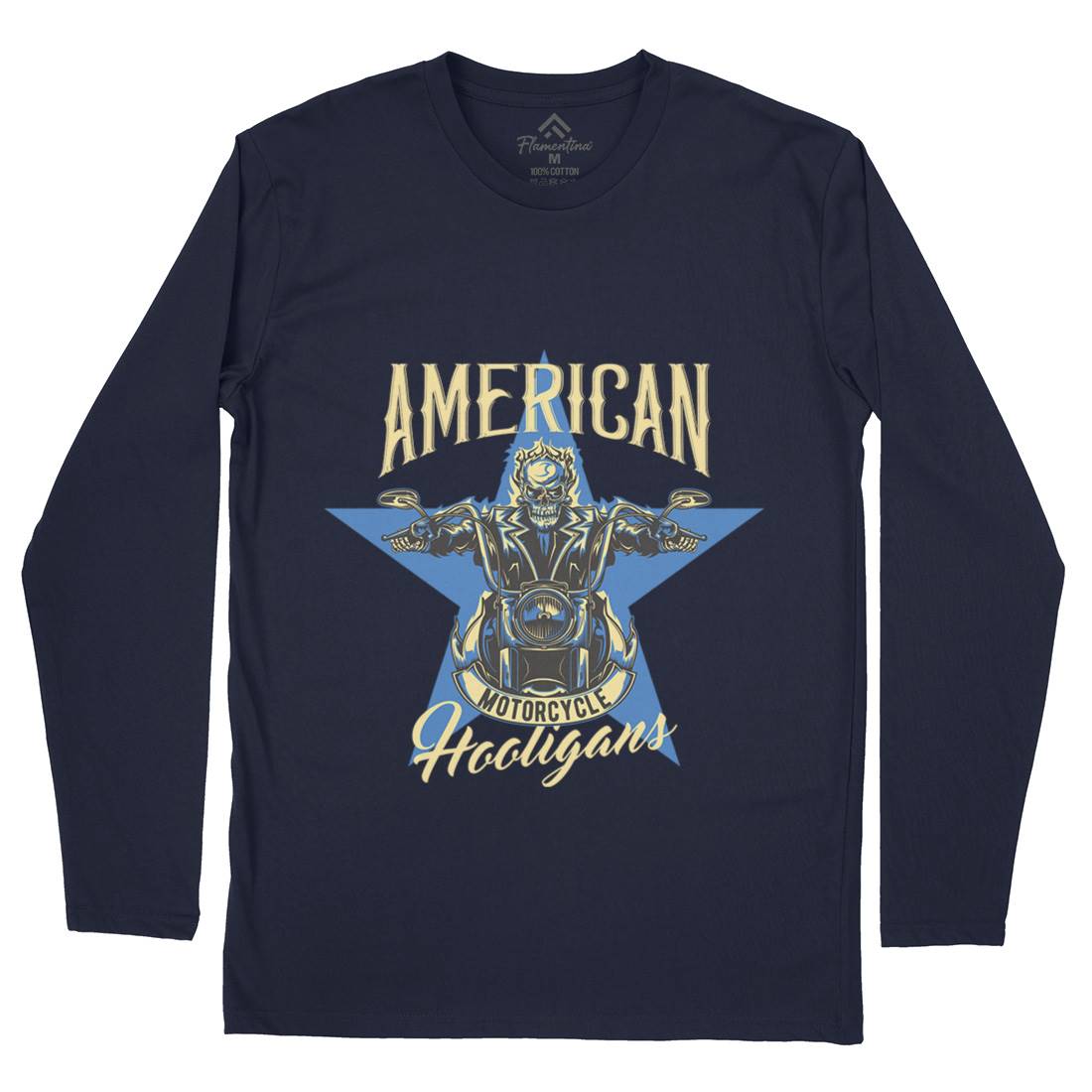 American Mens Long Sleeve T-Shirt Motorcycles B144
